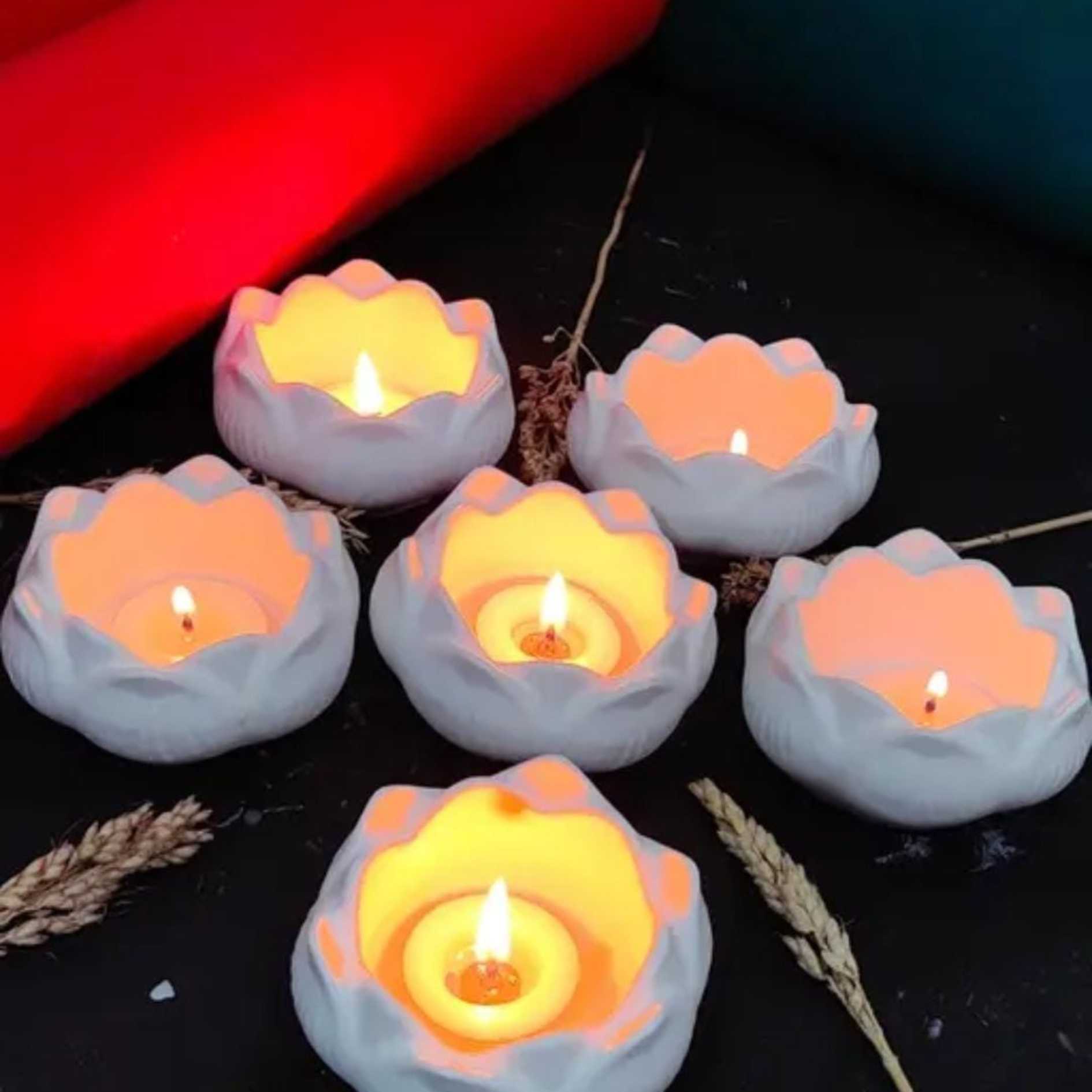 White Lotus T-Light Holder Set